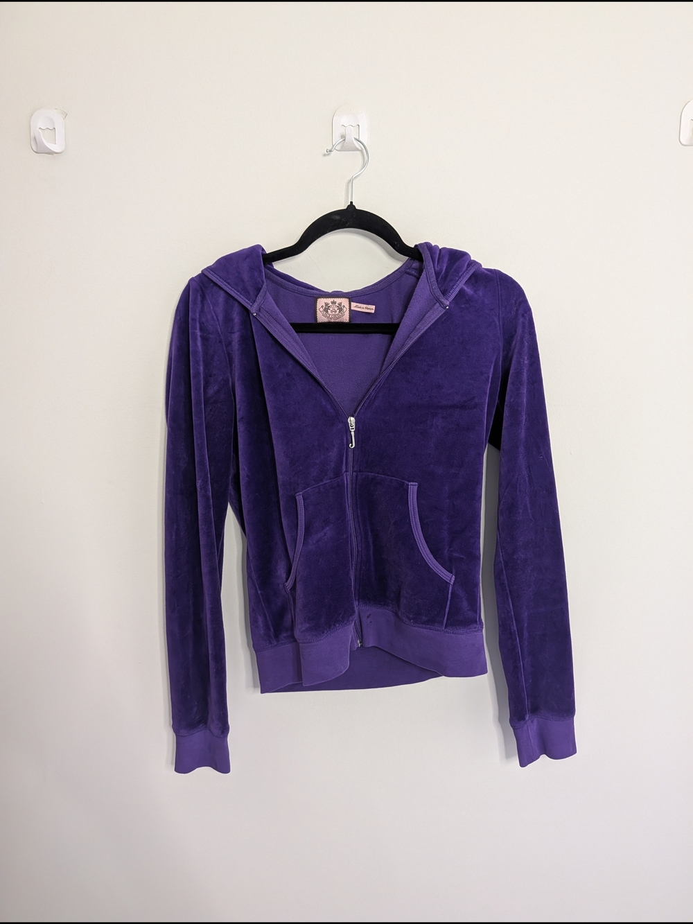 Juicy Couture Y2K Vintage Velour Rhinestone Zip Up Hoodie S